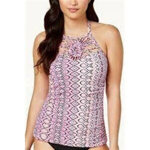 NWT Island Escape 8 Pink Cabo Sands Printed High-Neck Tankini #87255